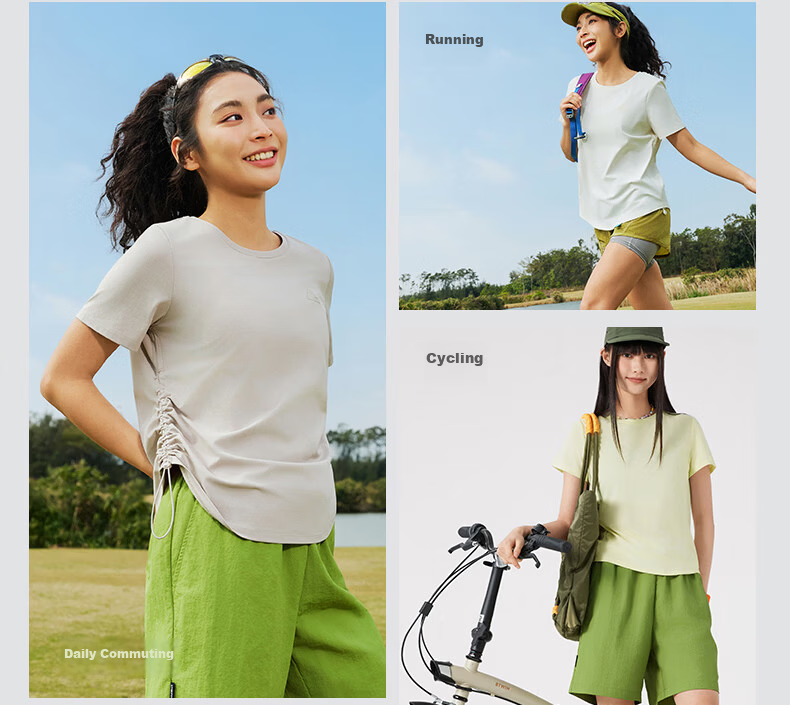 Peak Quick-Dry Short Sleeve Women's Summer Loose Breathable Sun Protection Waist-Cinching Casual T-Shirt Outdoor Sports Running Shirt DF662142 15