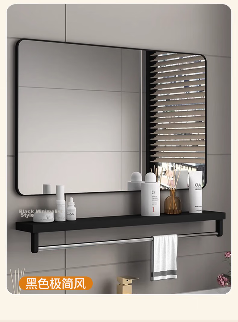 Quanpinwu Wall-Mounted Mirror Sticker Bathroom Mirror No-Drill Toilet Mirror Home Use High-Definition Glass Mirror 40x50cm 11