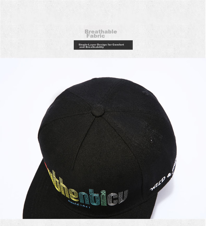 JEEP Men's Baseball Cap Fashion Trendy Duckbill Hat Sports Outdoor Travel Flat Brim Cap A0262 Black 12