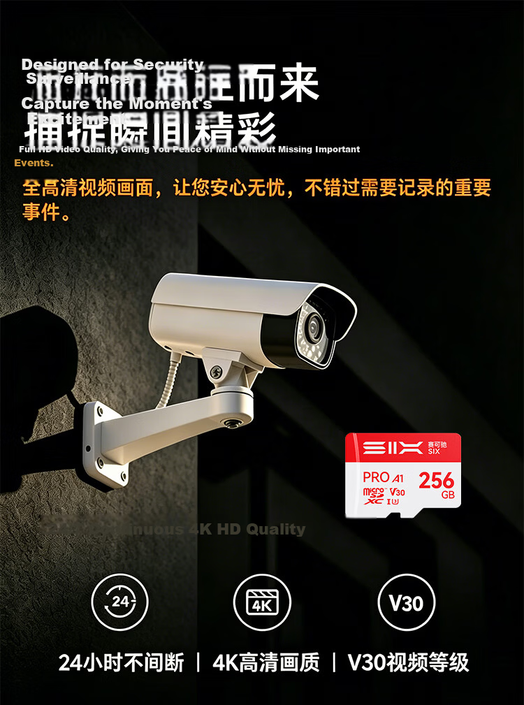 SIX 256GB TF (MicroSD) High-Speed Memory Card U3 A1 V30 150MB/s Read Speed Compatible with Dashcams & Surveillance Cameras 5