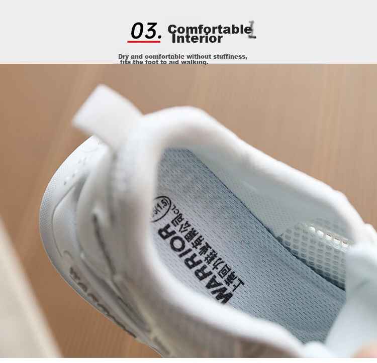 Warrior Summer Kids Mesh Breathable Running Shoes Campus White Sneakers WZ(CL)-2275 33 White 8