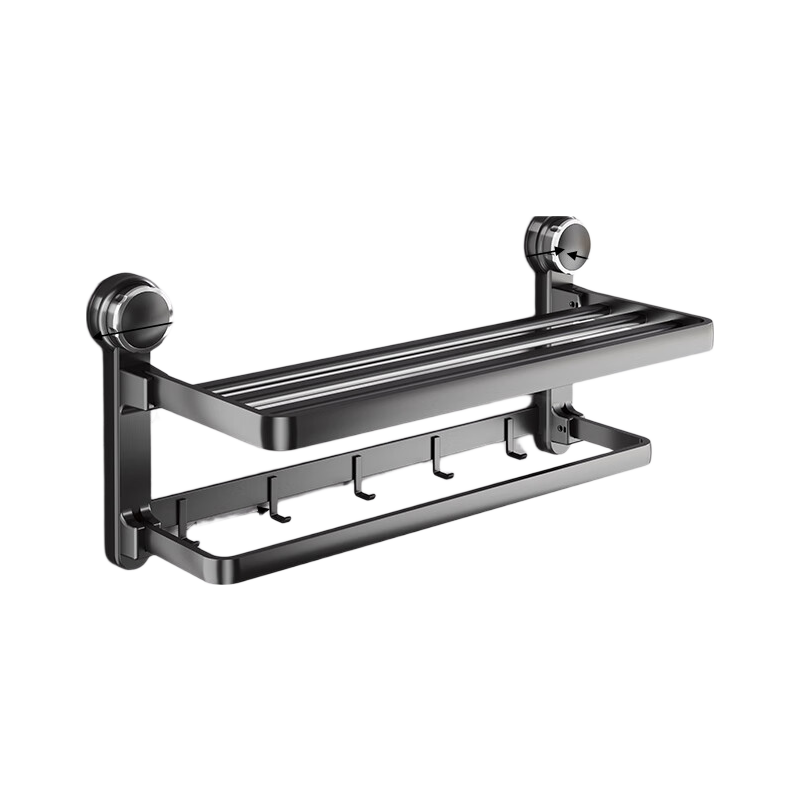 MICOE Suction Cup Towel Rack, Foldable in Two, No Drilling Or Nailing Required, Bathroom Wall-Mounted Storage Rack, Bathroom Accessories