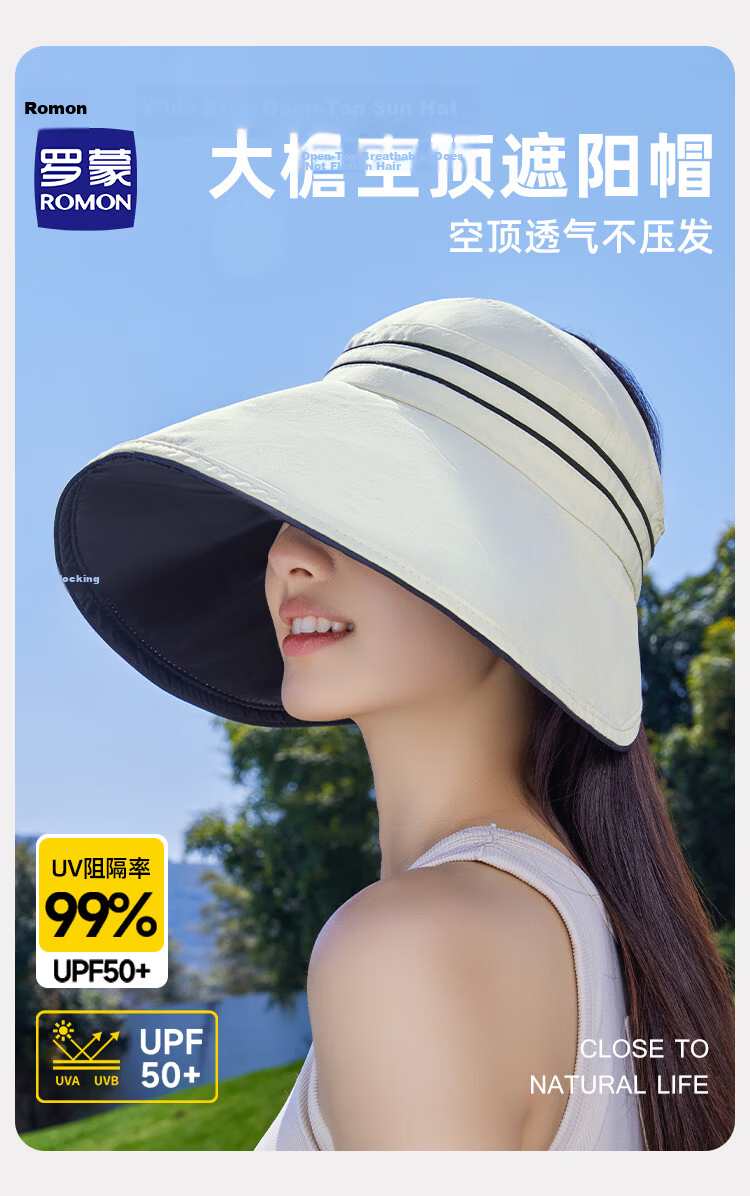 Romon Women's Sun Protection Hat UV Protection Wide Brim Face Covering Sun Hat Open Top Bucket Hat 1