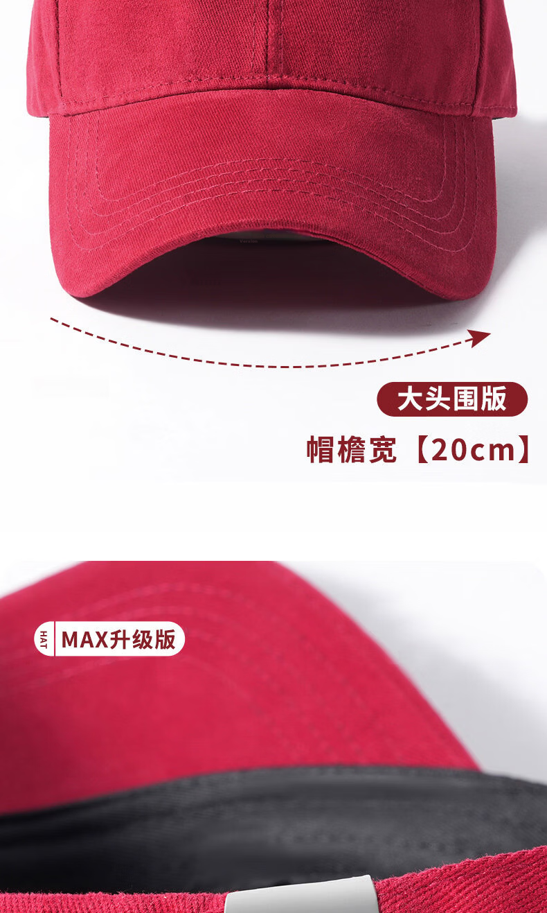 Ning'an Women's Spring Autumn Korean Style Deep Crown Large Head Circumference Baseball Cap Men's Wide Brim Sun Protection Soft Top Duckbill Cap 5