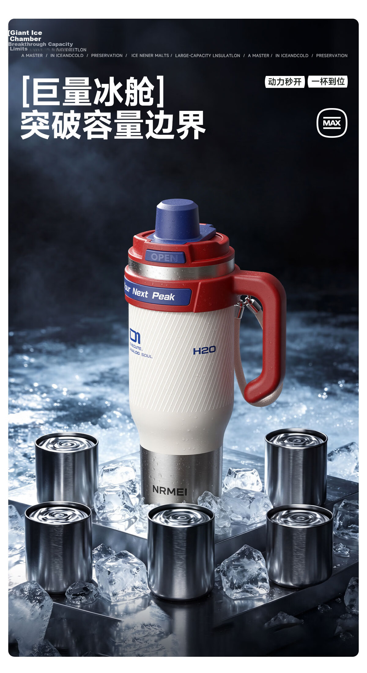NRMEi Ice King Thermal Insulated Large Capacity Water Bottle Men's Giant Ceramic Liner Car Straw Cup 5