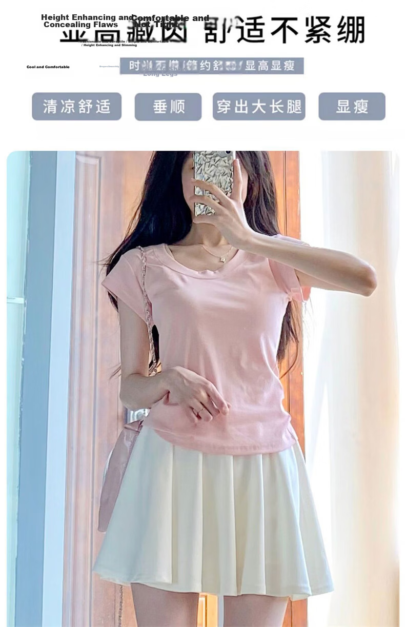 LangSha Ice Silk Pleated Skirt for Women, Summer 2025 New Style, High-Waisted Slimming Ice Silk JK Skirt with Lining, Anti-Chafing Half Skirt 5