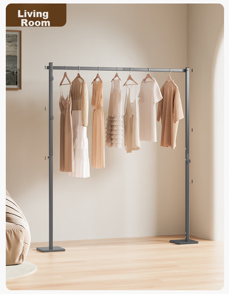 Wenna Floor Standing Clothes Rack Bedroom Coat Hanger Small Space Indoor Drying Rack Simple Hat and Coat Stand 19