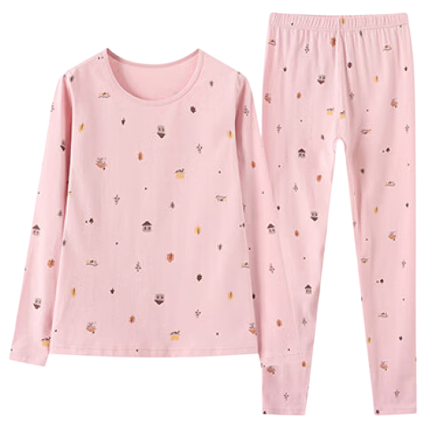 Fenteng Women's Autumn And Winter Thermal Underwear Set, Slim-Fit Base Layer for Middle And High School Students, Warm Inner Wear, New Style