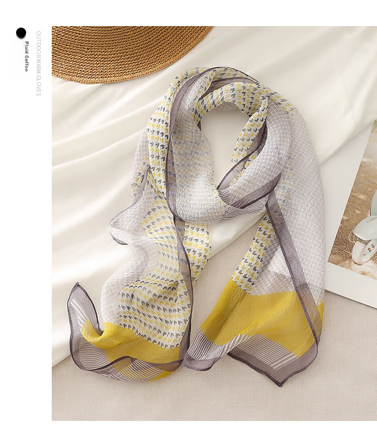 Shanghai Story Women's Summer Printed Silk Scarf 100% Mulberry Silk Neck Scarf Commuter Gift for Girlfriend Valentine's Day 16