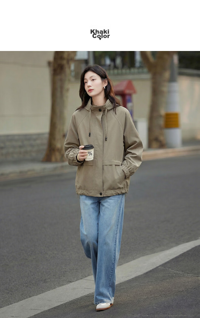Demana [Cloud Oxygen Cotton Series] Autumn Drawstring Stand Collar Elastic Cuff Loose Slimming Trench Coat for Women Premium 9