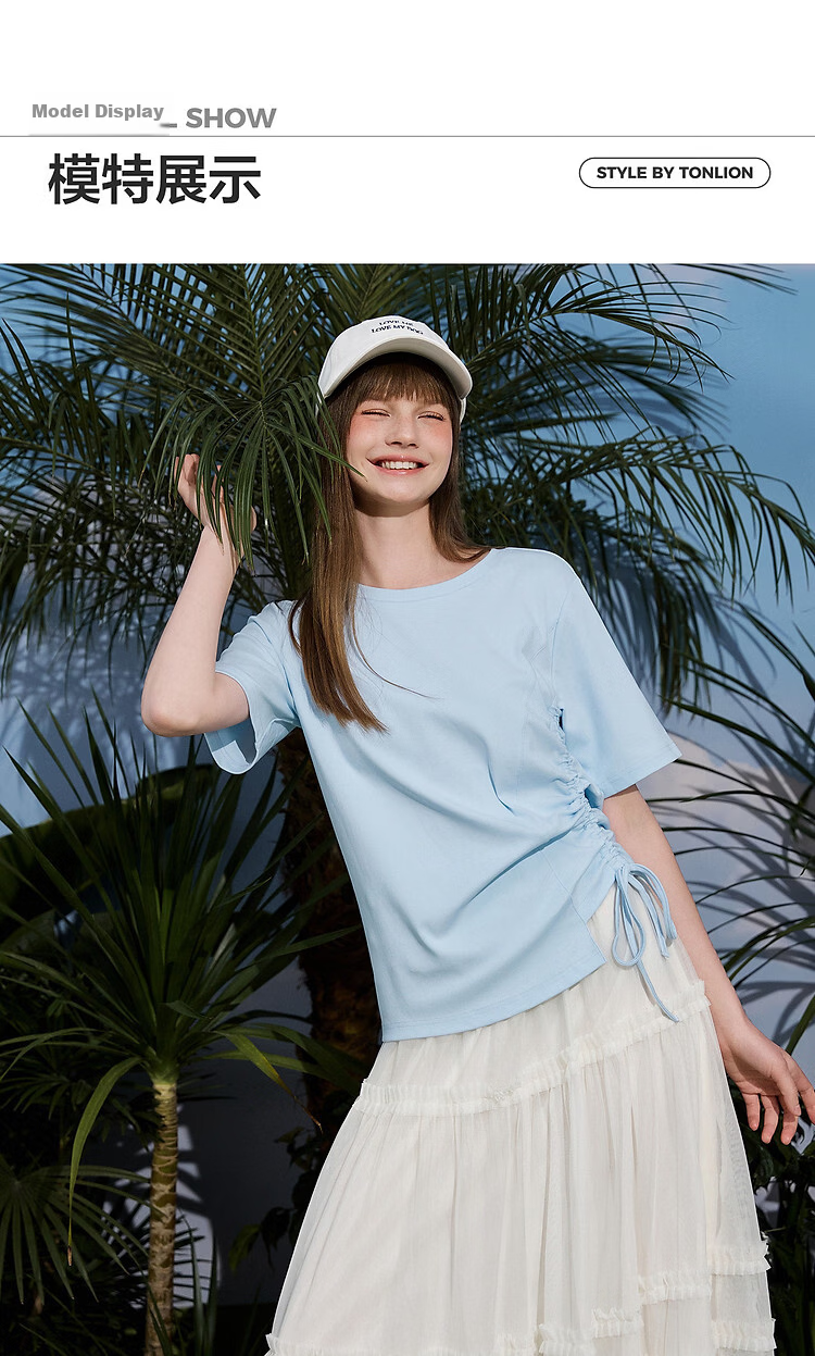 TonLion 2026 Summer New Women's Mid-Short Sleeve T-Shirt Unique Design Beautiful Waist-Slimming Top for Women 16