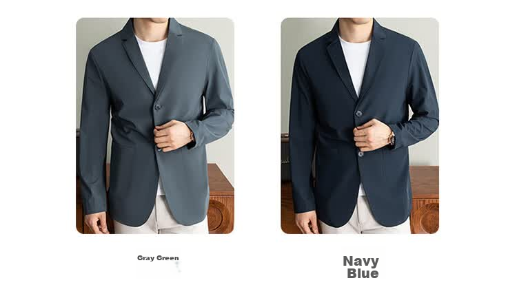 ROMON Premium Summer Lightweight Sun Protection Blazer Men Ice Silk Spring Summer Casual Slim Fit Single Jacket Ultra Thin 8