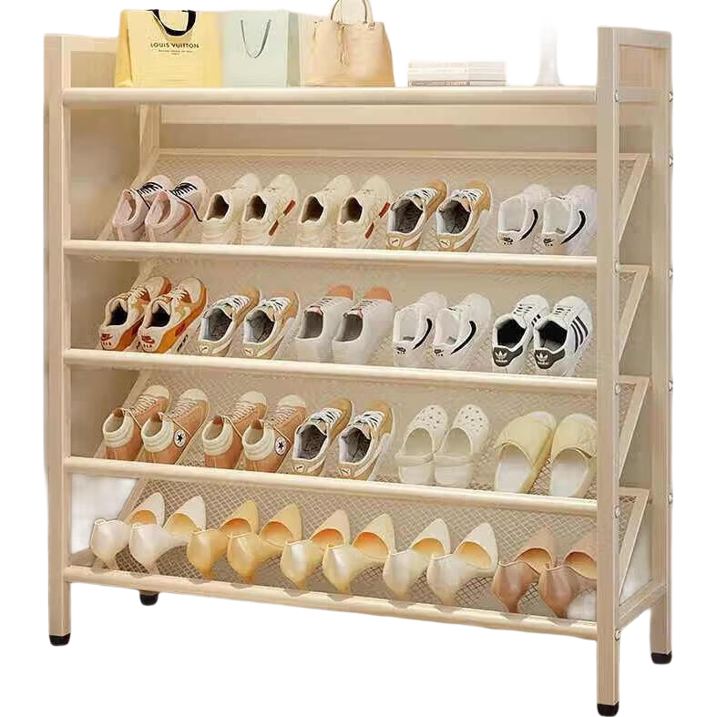 Shunyou Shoe Rack for Home Entryway, Multi-Tier Indoor Bedroom Narrow Edge Shoe Cabinet for Rental Apartments, 70cm Five-Tier Cream White SY-905
