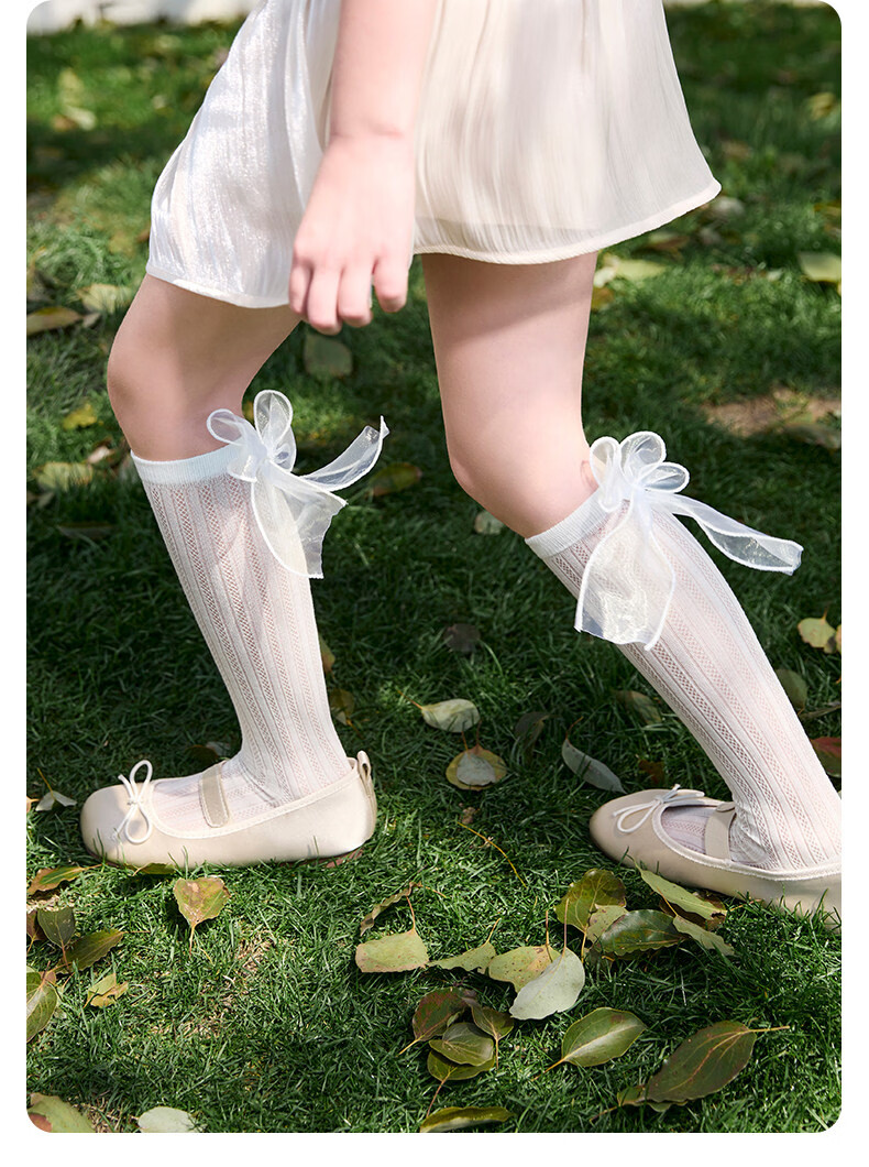 Nido Bear Children's Long Tube Lace Socks Summer Thin Cotton Girls Princess Lace Calf Mesh Mid-Tube Socks 20