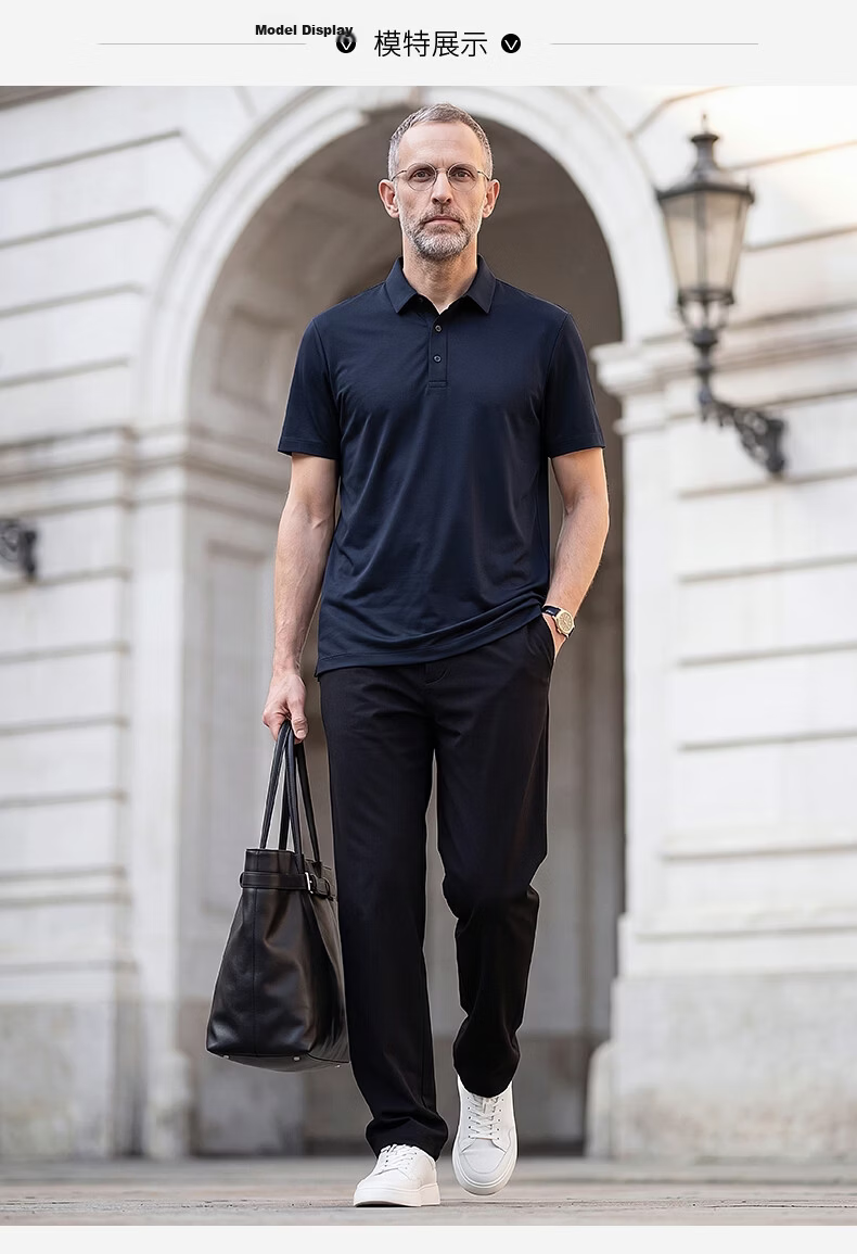 SHANSHAN Father's Day Practical Short Sleeve POLO Set Men's T-Shirt Two-Piece Pants Dad Summer Clothing 12