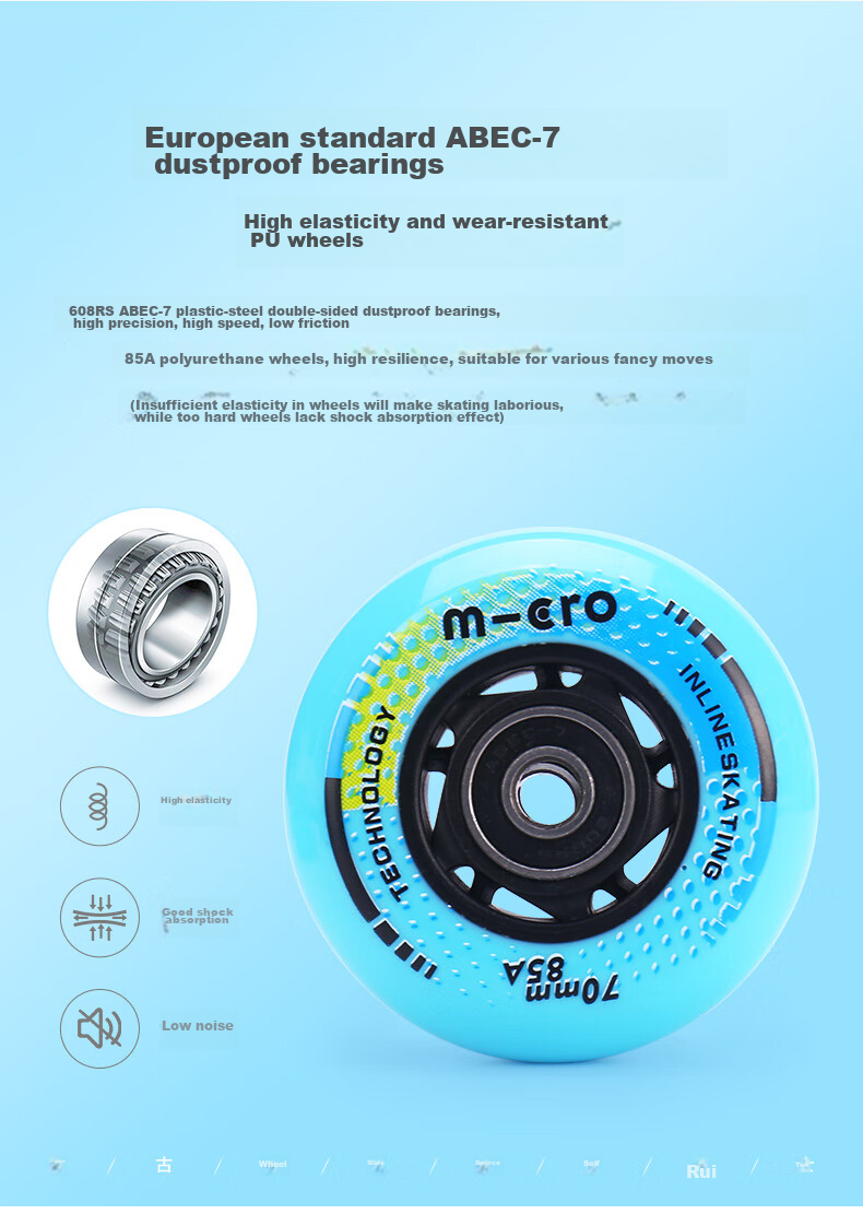Micro Migu Roller Skates for Children, Boys And Girls, Hard Shell Flat Flower M-Cro Straight Row Inline Skates S6N Pink Set Size L 15
