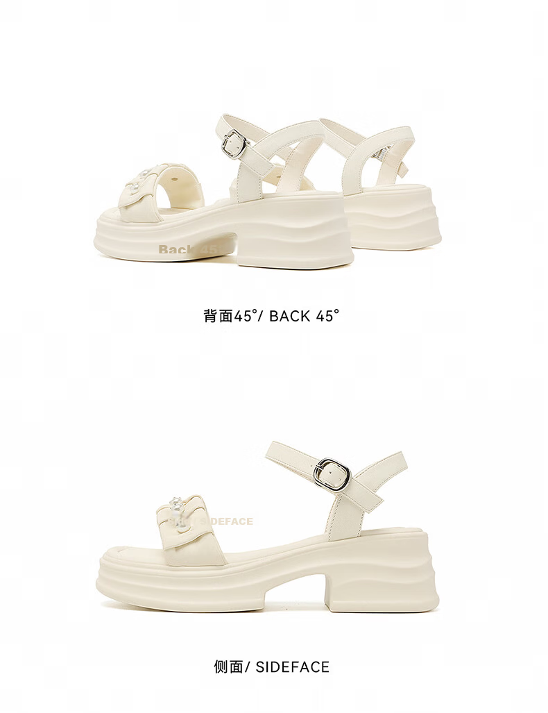 Red Dragonfly Women's Sandals New Thick Heel Height Increasing Platform One-Strap Open Toe Casual Shoes WLK266861 Beige Size 37 12