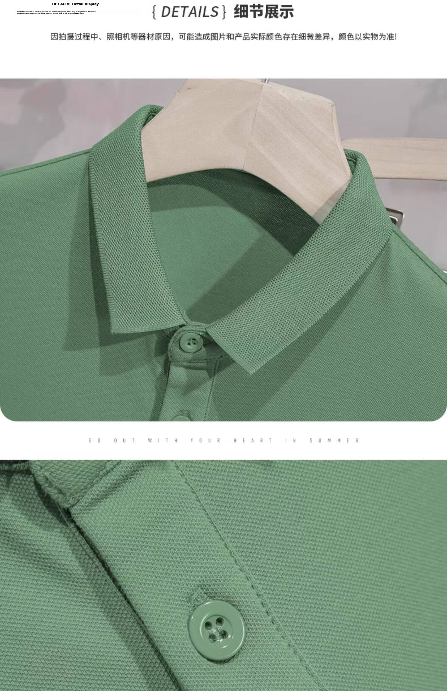 PLAYBOY Men's Summer Short Sleeve Polo Shirt Business Collar Solid Gray Simple Design 33