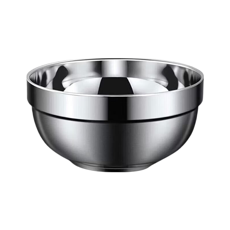 Congge 304 Stainless Steel Bowl Double-Layer Insulated Anti-Scald Bowl School Canteen Special Platinum Bowl 18cm Jingcang