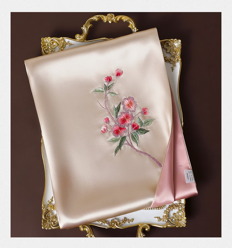 Hangsilu Silk Scarf for Women, Suzhou Embroidery Mulberry Silk Shawl, Birthday Gift, Holiday Present for Girlfriend, Mother, Elders, High-End 10