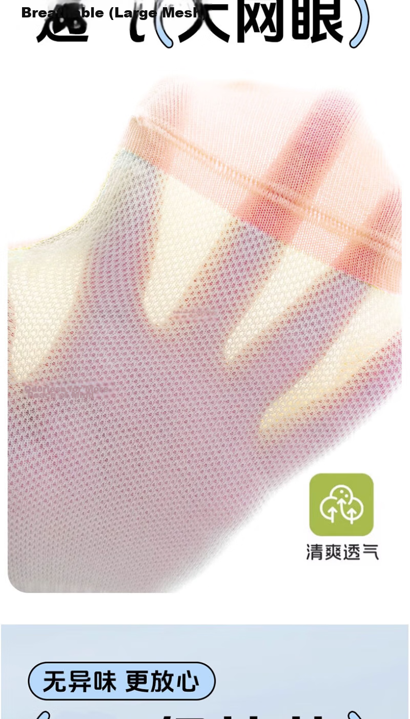 Mianmanman Kids Socks Summer Thin Xinjiang Cotton Mesh Breathable Antibacterial Mite-Resistant Sweat-Absorbing Mid-Calf Socks 5 Pairs 4