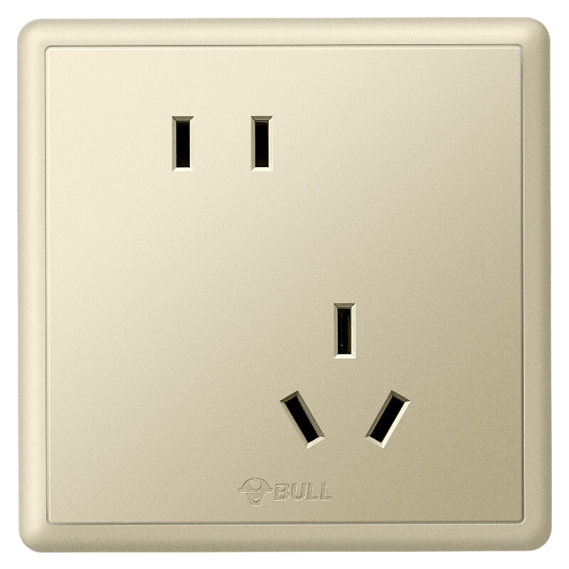 BULL Wall Socket, G36 Series, 10A Oblique Five-Hole Socket, 86-Type Panel G36Z223A, Champagne Gold, Concealed Installatio