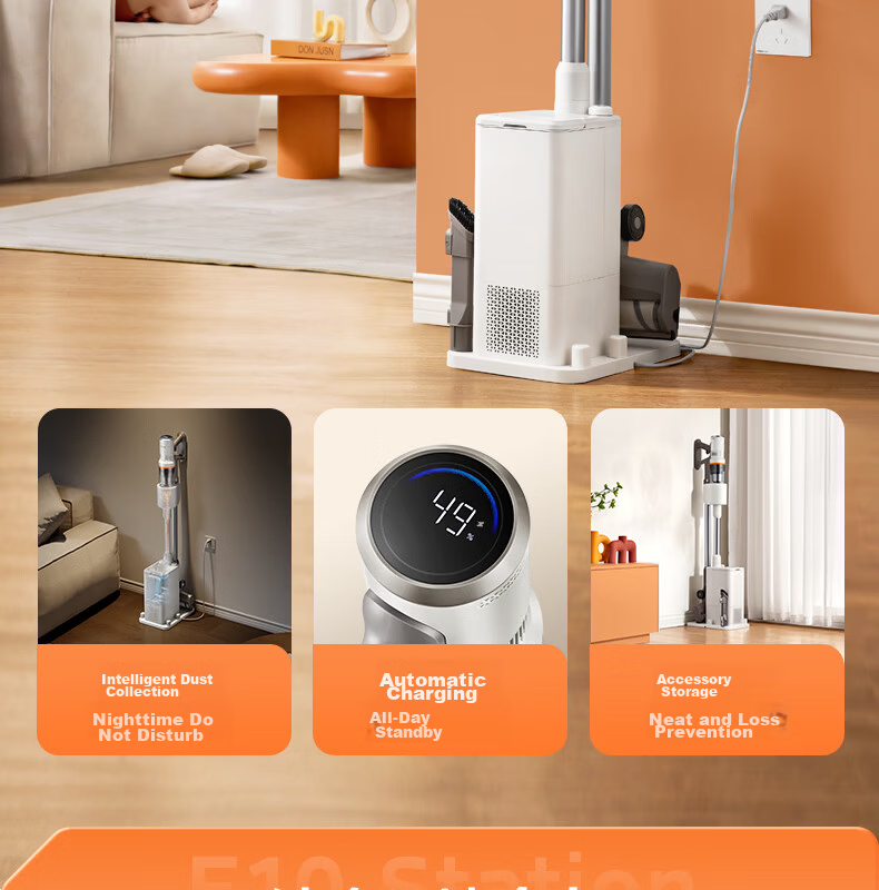 Midea Vacuum Cleaner F30station Obsidian Edition [100 Days Maintenance-Free Hair Cutting] Automatic Dust Collection Station Wireless Long Battery Life Handheld Pet Hair Vacuum for Cat and Dog Hair 12
