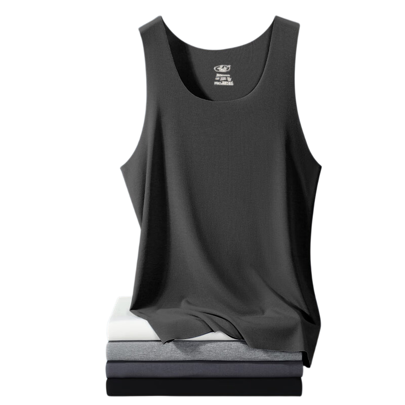 Langsha Men's Ice Silk Summer Thin Sports Vest Comfortable Breathable 3A Antibacterial Seamless V-Neck Sleeveless Undershirt