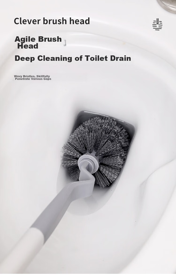 Grace Toilet Brush Wall-Mounted Extended Handle Bathroom Cleaning Brush 3