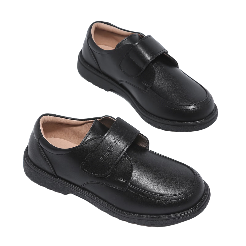Guniya Boys' Leather Shoes Children's Leather Shoes British Style Genuine Leather Soft Sole New Primary and Secondary School Performance Shoes Black Size 40
