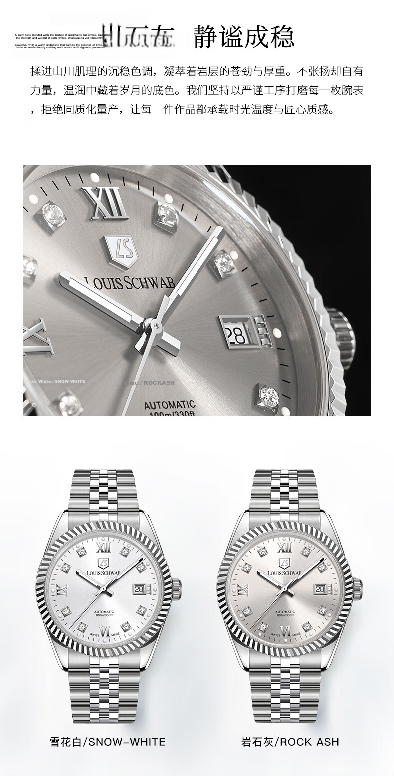 LOUIS SCHWAB Swiss Watch 45° Phantom Series Men's Steel Band Automatic Mechanical Watch LS.33.01 Father's Day Gift 6