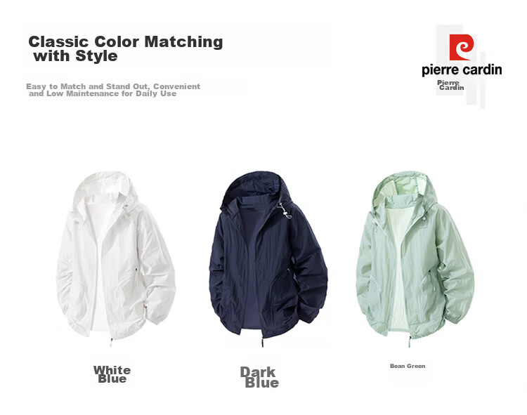 Pierre Cardin Sun Protection Jacket for Men, Summer Ice Silk Lightweight Hooded Sun Protection Clothing for Outdoor Sports Quick-Dry Skin Coat, White, M 10