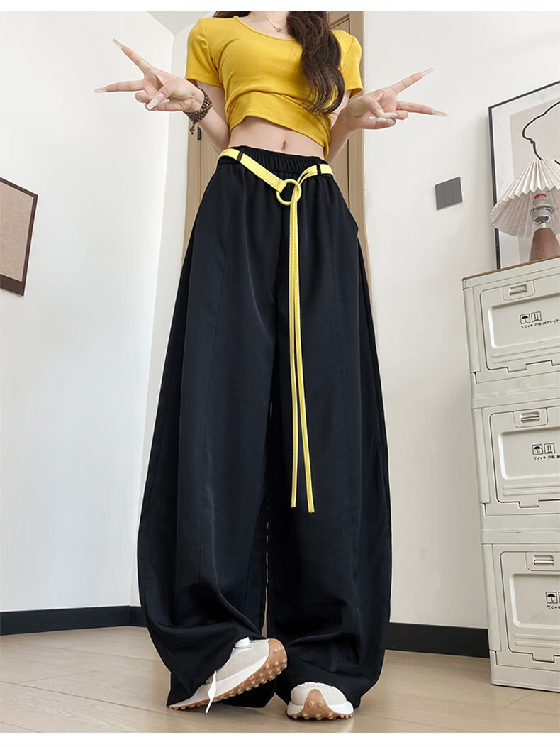Langsha White Curved Blade Pants Women Summer 2026 New Quick-Dry High-Waist Draped Loose Thin Casual Yamamoto Wide-Leg Pants 14