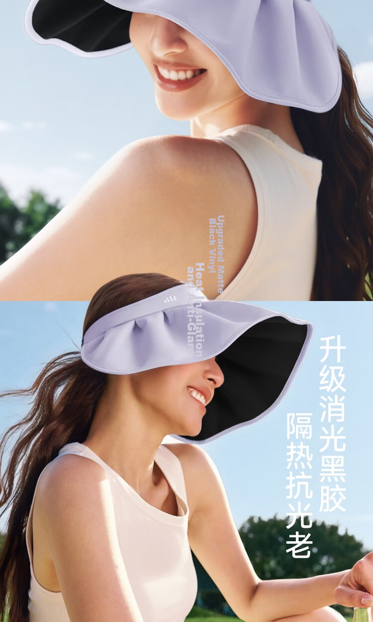 Beneunder Women's Black Gel Shell Sun Hat, Portable Visor Cap with Wide Brim for Face-Slimming BM017 3