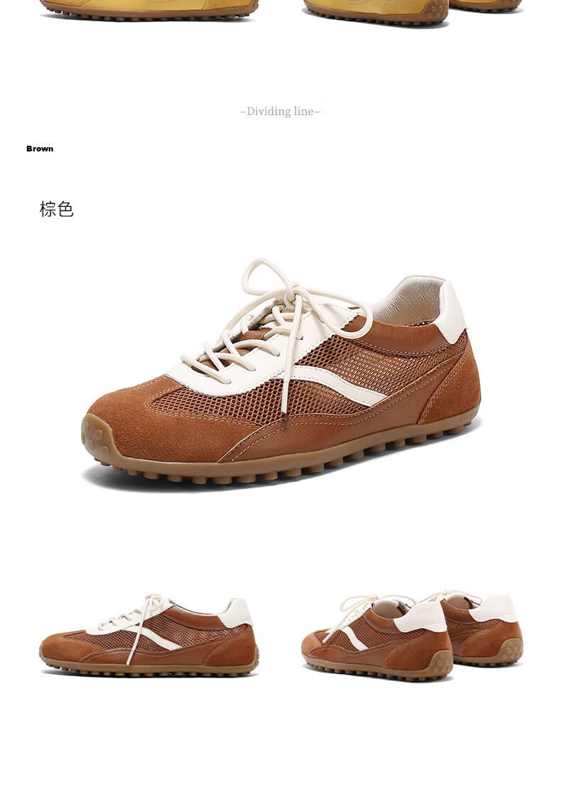 Senda Nai Pi De Women's Training Shoes 2026 Spring New Lambskin Mesh Breathable Flat Casual Shoes 4XV26BM6 Yellow Size 35 15