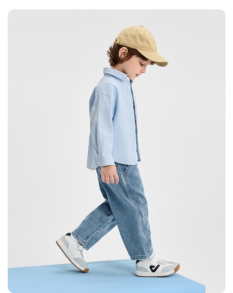 Balabala Boys' Long Sleeve Shirt with Turn-Down Collar Baby 2026 New Spring Curved Hem Pure Cotton Skin-Friendly Versatile Top 41