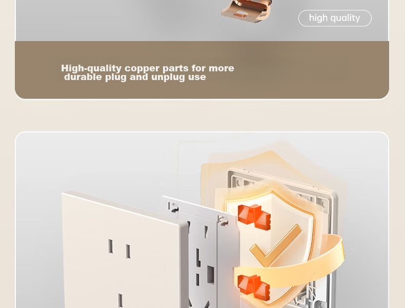 CHNT Switch Socket No-Paint Cream Style Large Panel Socket Faceplate Concealed X1M One-Gang Single-Control Five-Hole 40