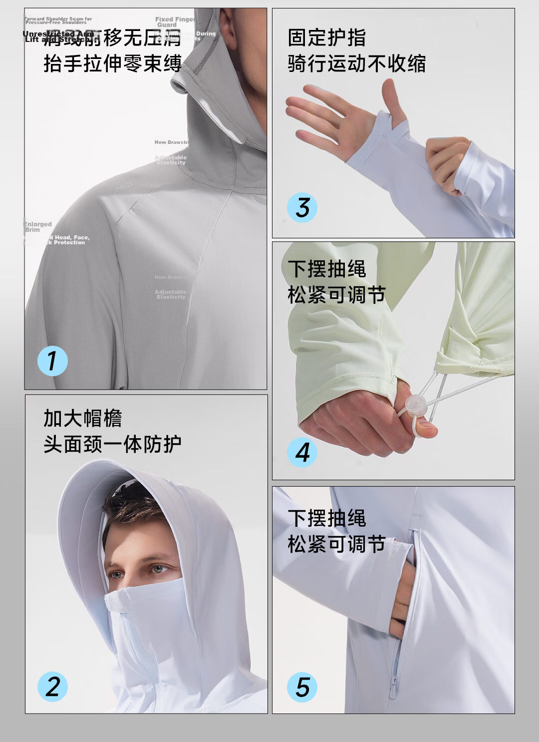 SUPIELD Full Spectrum Patent Sun Protection Cooling Raglan UV Protection Jacket for Men and Women Summer Tranquil Black M 15
