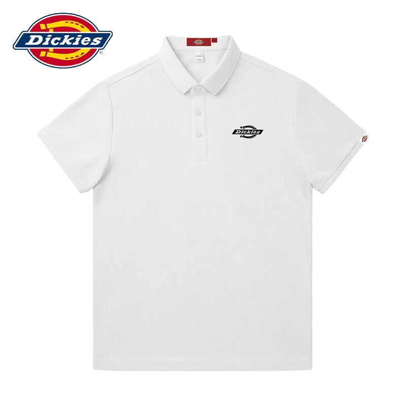 Dickies Men's Short Sleeve Polo Shirt Summer New Student Couple Casual Versatile Trendy T-Shirt Off-White S