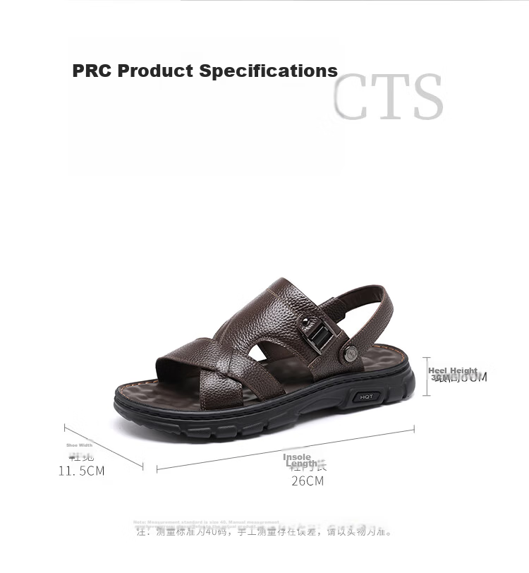 Red Dragonfly Men's Summer Leather Thick Sole Sandals Dual-Purpose Commuting Driving Casual Beach Shoes WTT261201 Black Size 38 8