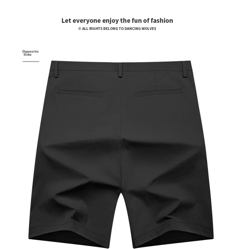 DANCING WOLVES Cooling Sorona Summer Split Design Trendy Casual Men's Shorts 001 Black Size 33 17