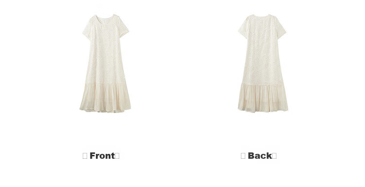 MT French Jacquard Art Summer Elegant U-Neck Patchwork Straight Dress Long Petite Women's Dress 11
