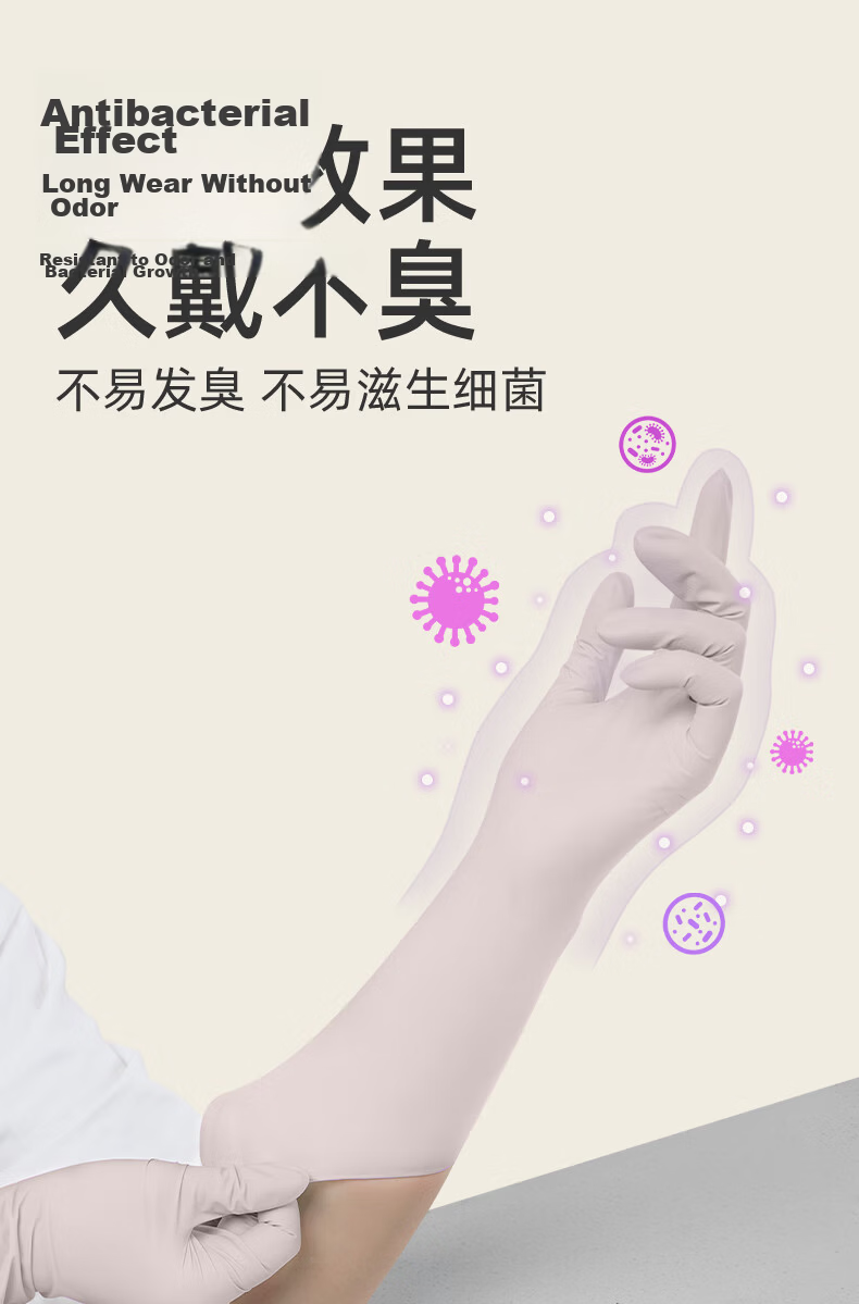BeeSurg 12-Inch Extended Nitrile Gloves Food Grade Household Cleaning Work Dishwashing Rubber Gloves Pink 60pcs Size M 6