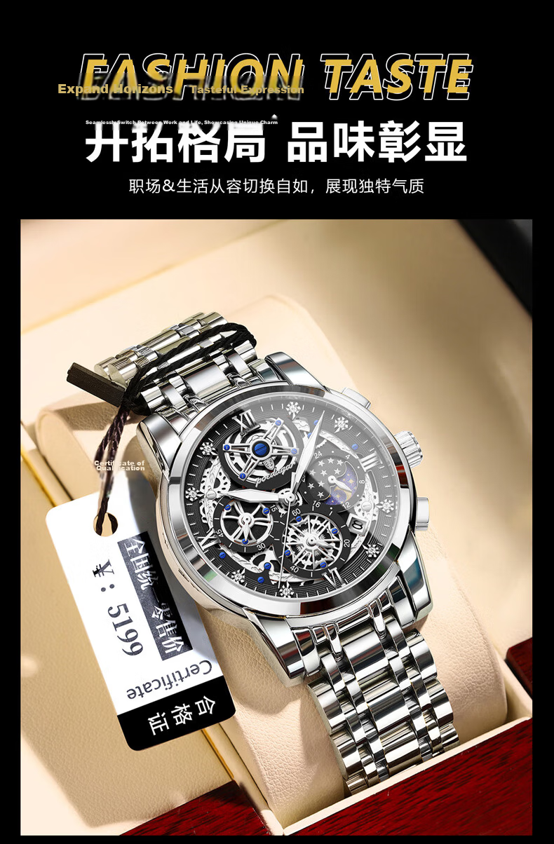 GEORGCOUNT Swiss Business Men's Watch Fully Automatic Waterproof Skeleton Mechanical Quartz 2025 New Luxury Men's Watch 10