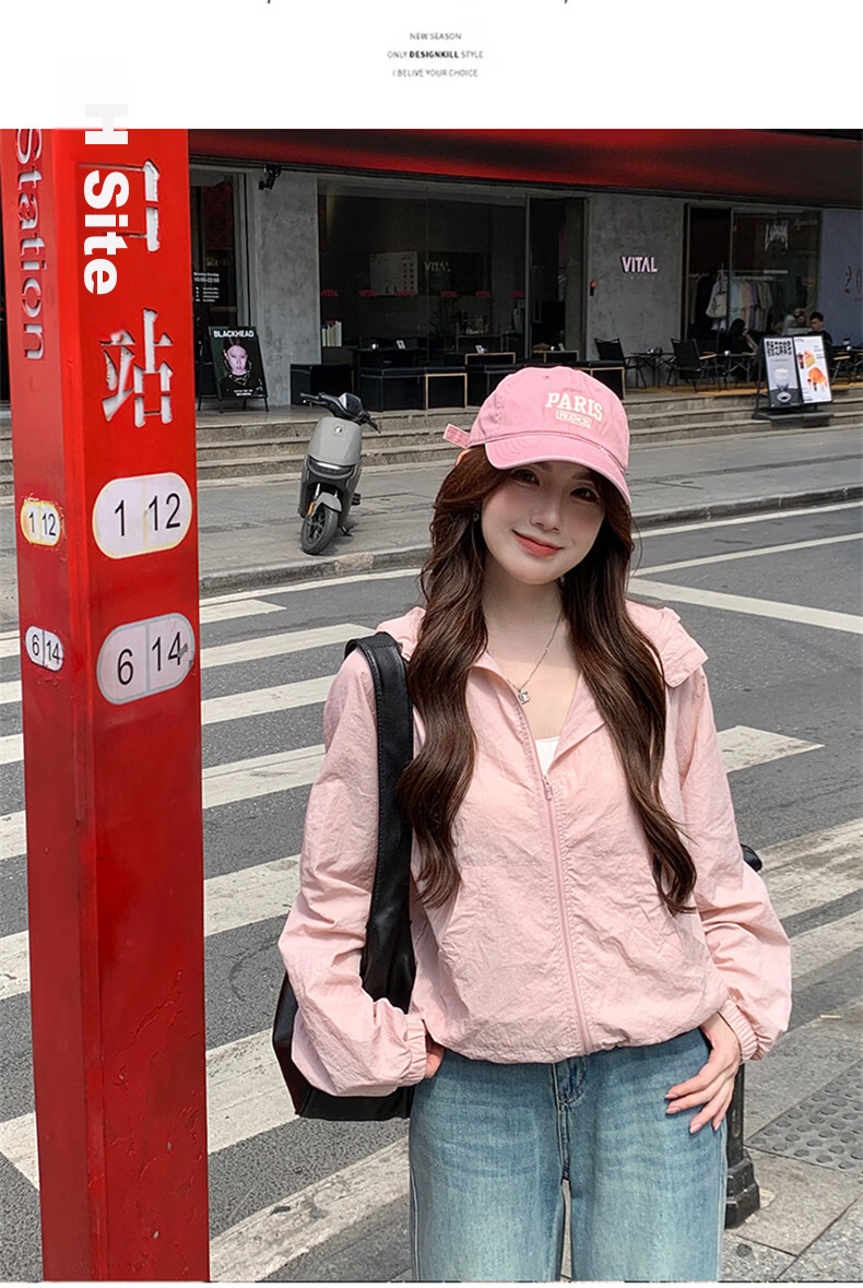 Langsha Women's Hooded Woven Sun Protection Jacket Summer Lightweight Outdoor Sports UV Protection Quick-Dry Loose Coat 14
