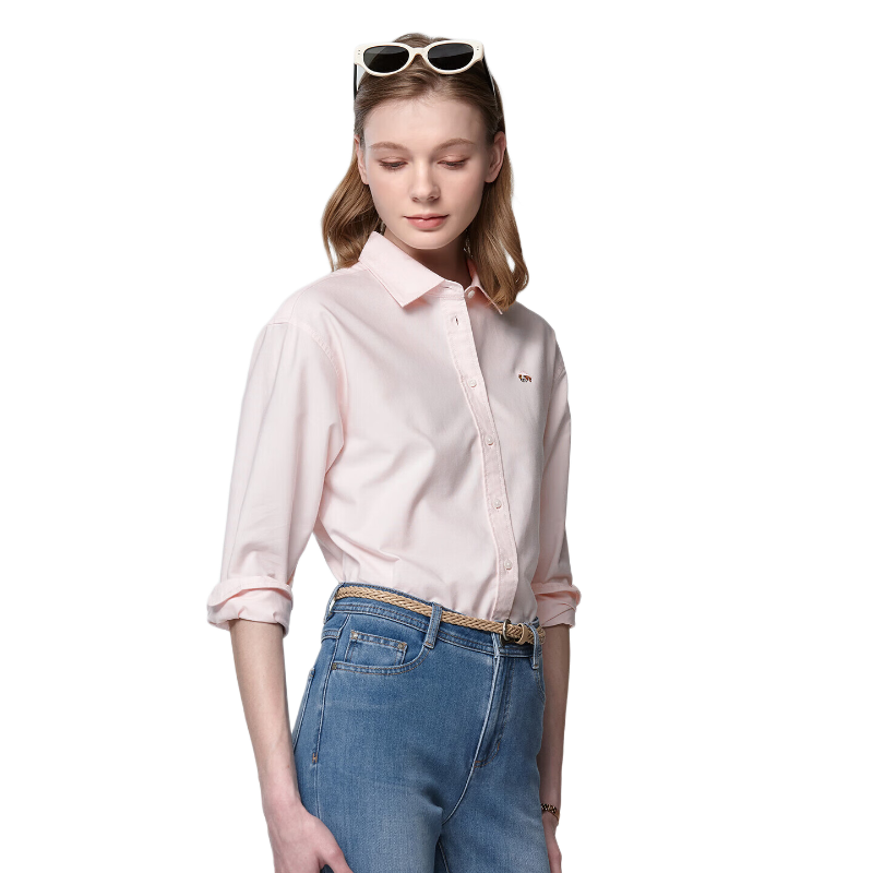 HAZZYS Women's Spring PHIZ Series Casual Loose Solid Color Long Sleeve Shirt ASCSK1DAX01