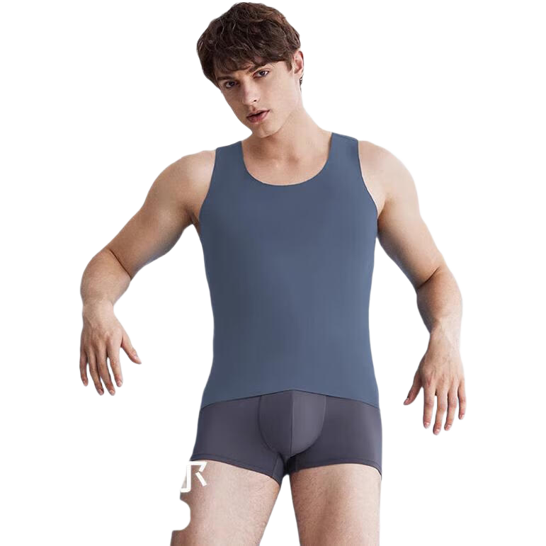 JOAE Ultra-Soft Modal Men's Tank Top, Ice Silk Seamless Cuttable Sleeveless Undershirt, Breathable High-Elasticity White L