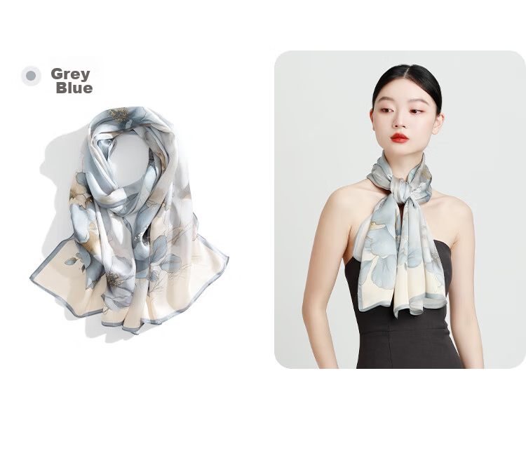5161 100% Mulberry Silk Fashion Printed Long Scarf Women's Silk Shawl Dual-Use Holiday Gift Mall Same Style 16