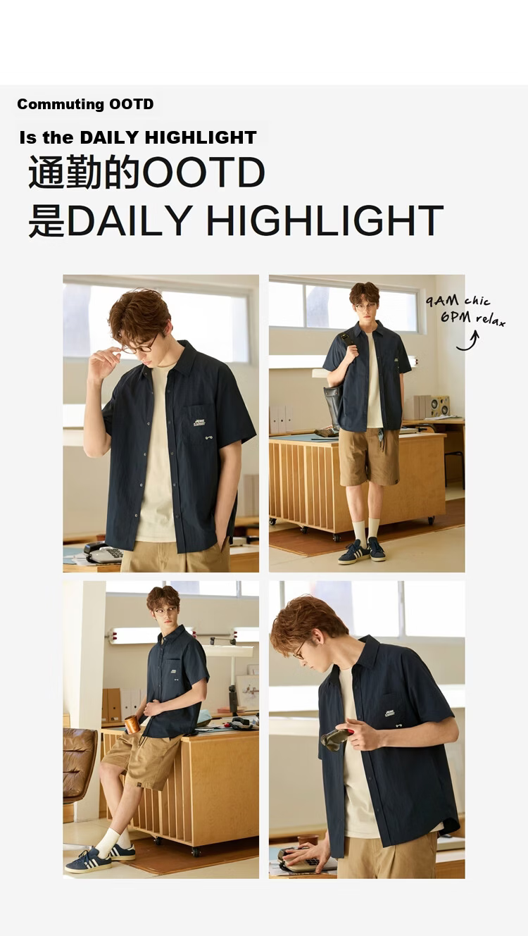 TonLion 2026 Spring Summer New Men's Navy Blue Casual Loose Fit Polo Short Sleeve Shirt 5
