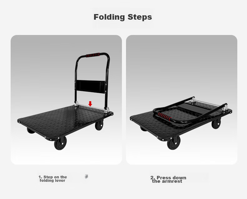 BYB Steel Folding Cart Hand Truck Flatbed Cart 600kg 73x48cm Push Cart Trolley BYB-HW21 9